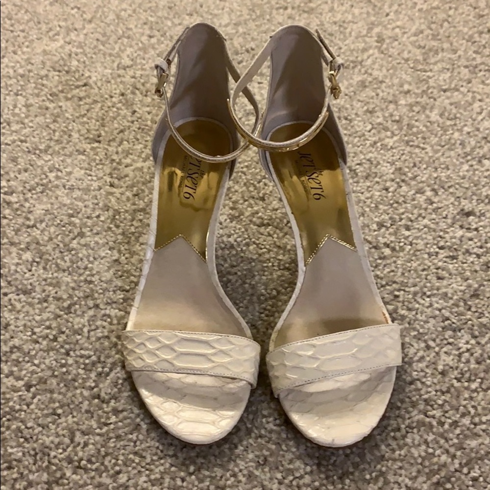 Michael Kors White/Cream Textured Ankle-Strap Sandals